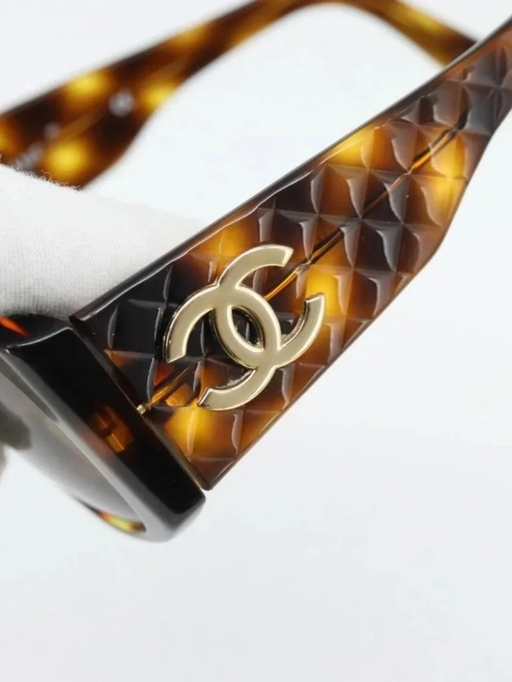 CHANEL Matelasse Sunglasses plastic Brown CC Auth 181242